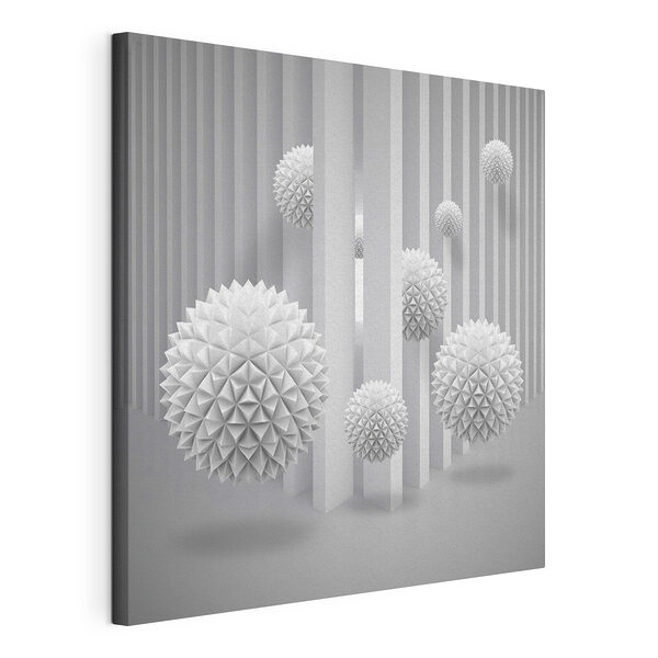 Zwevende geometrische bollen in symmetrie Canvas Schilderijen Zwevende geometrische bollen in symmetrie