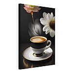 Canvas Schilderijen Bloemenaroma wervelt boven espresso