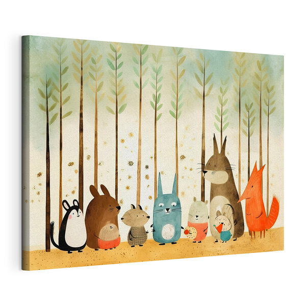 Canvas Schilderijen Groep dieren in een lijn