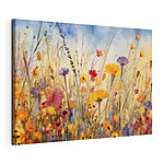 Canvas Schilderijen Levendige wilde bloemen in aquarel