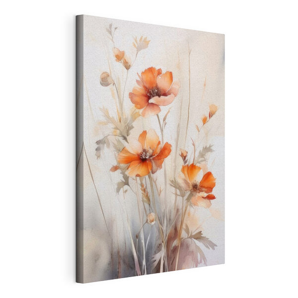 Delicate oranje bloemen in bloei Canvas Schilderijen Delicate oranje bloemen in bloei