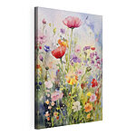 Canvas Schilderijen Wilde bloemen in levendige aquareltinten