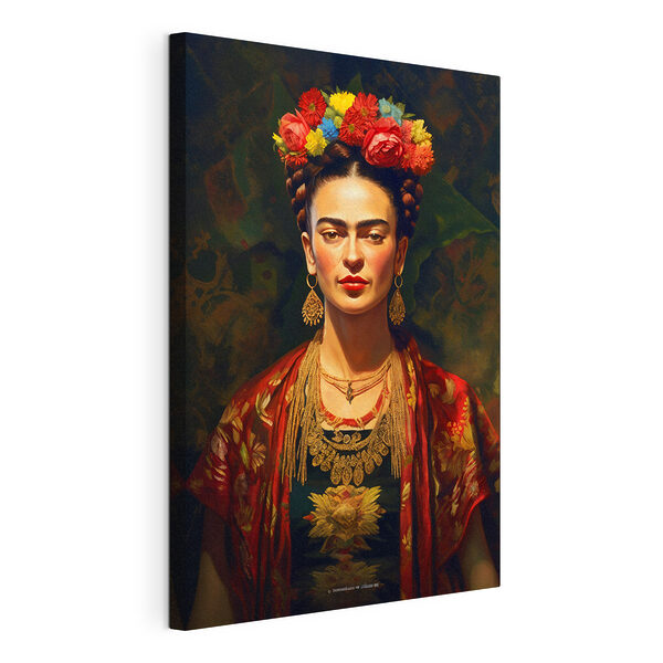 Kleurrijke bloemen versterken elegant portret Canvas Schilderijen Kleurrijke bloemen versterken elegant portret