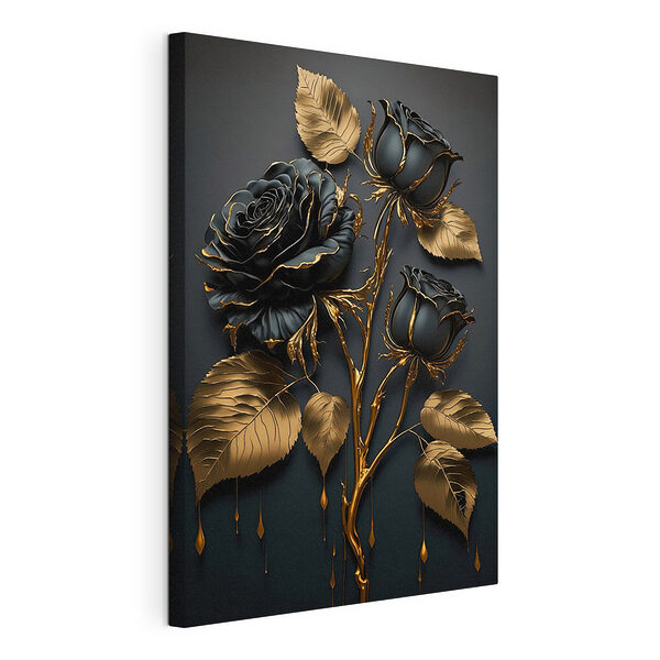 Elegante rozen in middernachtelijke tinten Canvas Schilderijen Elegante rozen in middernachtelijke tinten