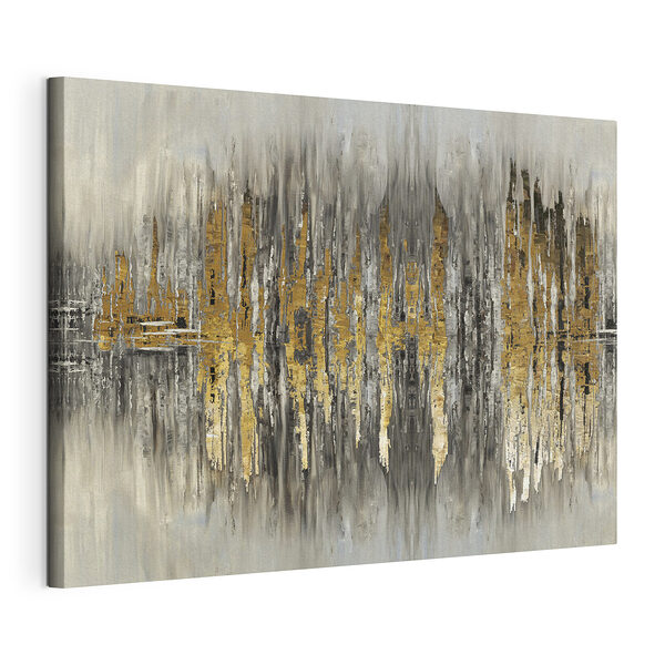 Abstract stadslandschap met reflecterende symmetrie Canvas Schilderijen Abstract stadslandschap met reflecterende symmetrie
