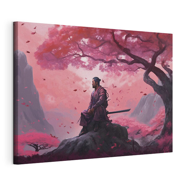 Man zittend op een rots met een zwaard Canvas Schilderijen Man zittend op een rots met een zwaard