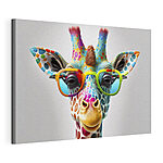 Canvas Schilderijen Kleurrijke giraffe met funky zonnebril