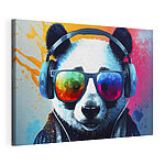 Canvas Schilderijen Panda met koptelefoon en zonnebril