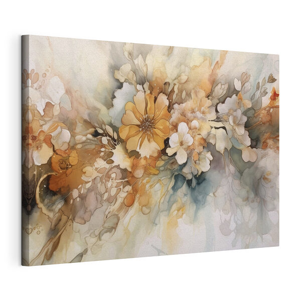 Bloemen aquarel die in harmonie samensmelten Canvas Schilderijen Bloemen aquarel die in harmonie samensmelten
