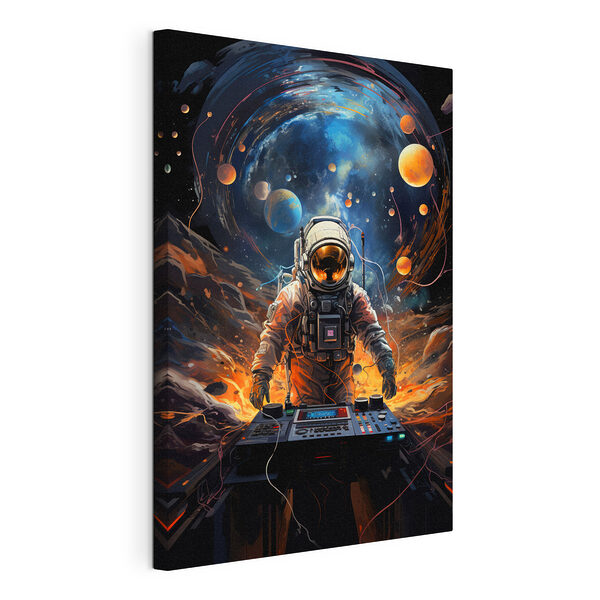 Astronaut DJ rockt de kosmos Canvas Schilderijen Astronaut DJ rockt de kosmos