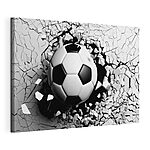 Canvas Schilderijen Voetbal die door een muur breekt