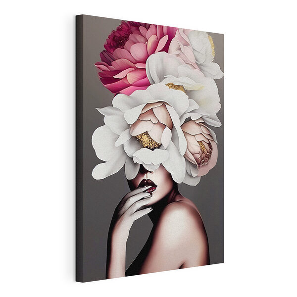 Florale elegantie omarmt mysterieus silhouet Canvas Schilderijen Florale elegantie omarmt mysterieus silhouet