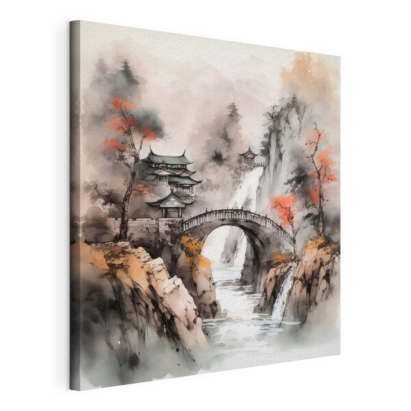 Canvas Schilderijen Brug over een rivier