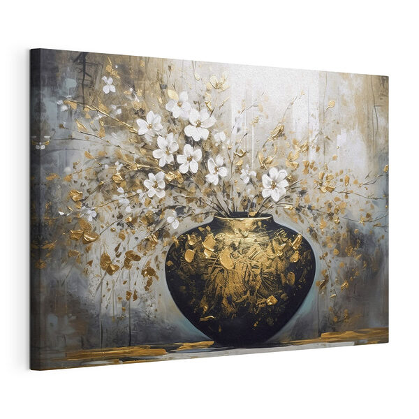 Schilderij van bloemen in een vaas