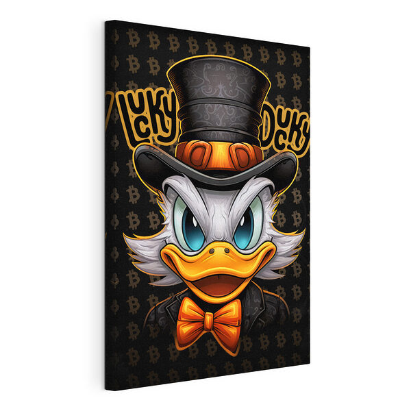 Cartoon eend met hoge hoed Canvas Schilderijen Cartoon eend met hoge hoed