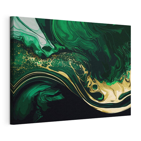 Abstract groen en zwart wervelpatroon Canvas Schilderijen Abstract groen en zwart wervelpatroon