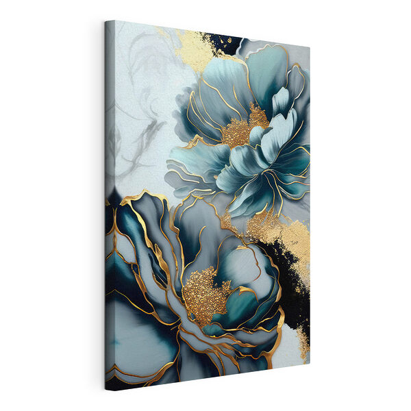 Elegant bloemenkunstwerk met metallic accenten Canvas Schilderijen Elegant bloemenkunstwerk met metallic accenten