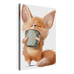 Canvas Schilderijen Fennec vos geniet van een warm drankje