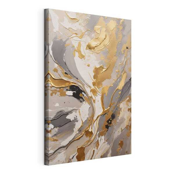 Canvas Schilderijen Elegante wervelingen in zilver en amber