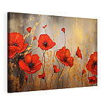 Canvas Schilderijen Schilderij van rode bloemen