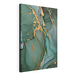 Canvas Schilderijen Abstract ontwerp van groene en oranje wervelingen