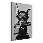 Canvas Schilderijen Hond met geweer