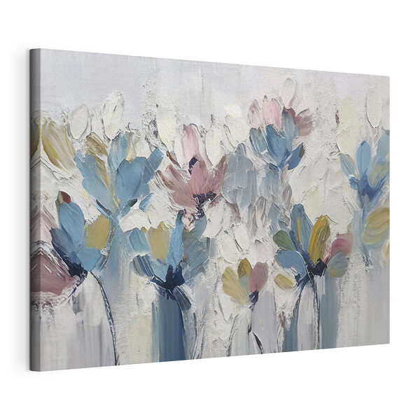 Schilderij van bloemen op een wit oppervlak Canvas Schilderijen Schilderij van bloemen op een wit oppervlak
