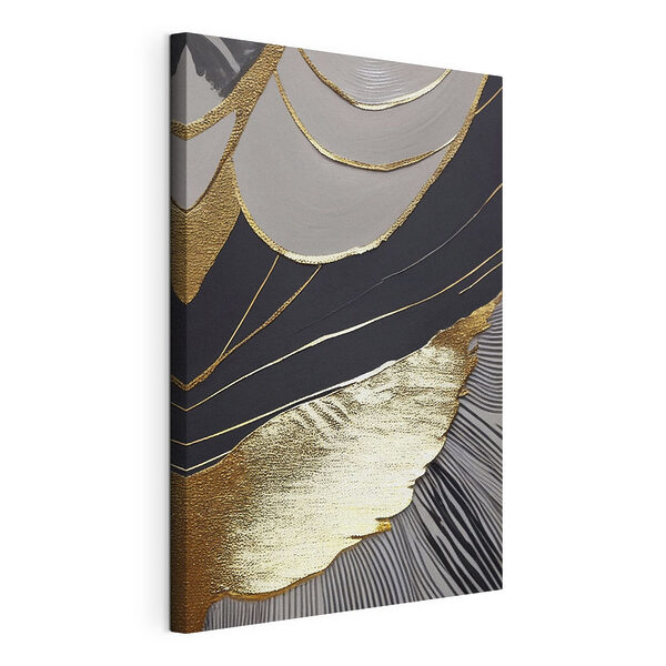 Abstracte zwarte en metallic patronen Canvas Schilderijen Abstracte zwarte en metallic patronen