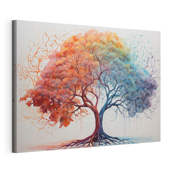 Boom met verschillende kleuren bladeren Canvas Schilderijen Boom met verschillende kleuren bladeren