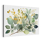 Canvas Schilderijen Aquarelbladeren in zachte tinten