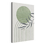 Canvas Schilderijen Groen en wit gestreept behang