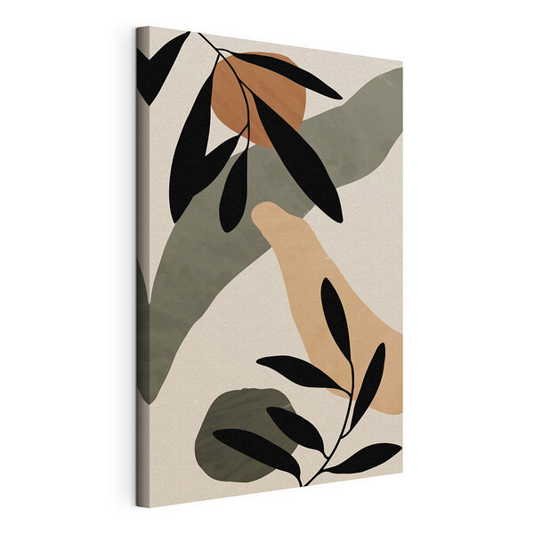 Zwart blad op witte achtergrond Canvas Schilderijen Zwart blad op witte achtergrond