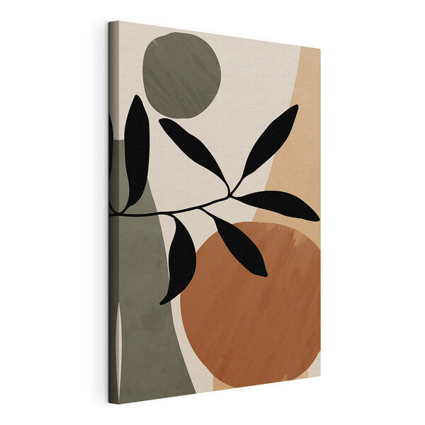 Canvas Schilderijen Abstracte bladeren en vormen, minimalistische stijl