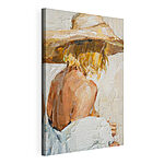 Canvas Schilderijen Schilderij van een vrouw met hoed