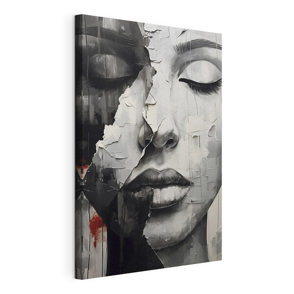 Schilderij van het gezicht van een vrouw Canvas Schilderijen Schilderij van het gezicht van een vrouw