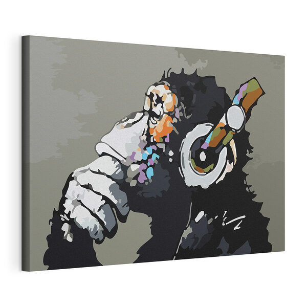 Witte cirkel op zwarte achtergrond Canvas Schilderijen Witte cirkel op zwarte achtergrond