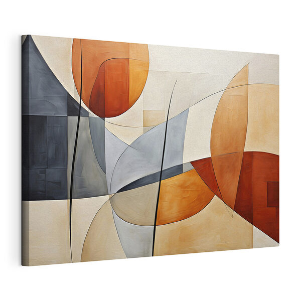 Een oranje en grijs kunstwerk Canvas Schilderijen Een oranje en grijs kunstwerk
