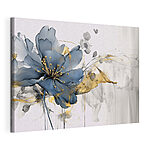 Canvas Schilderijen Blauwe bloem met fijne penseelstreken