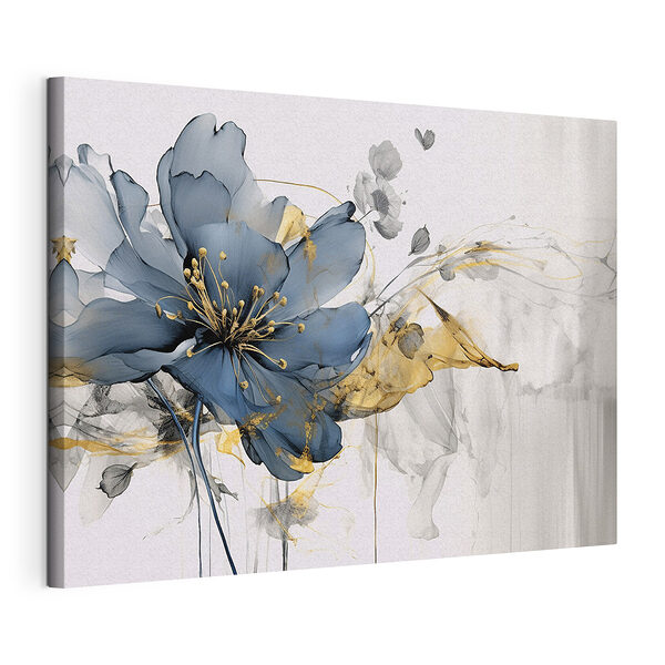 Blauwe bloem met fijne penseelstreken Canvas Schilderijen Blauwe bloem met fijne penseelstreken