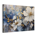 Canvas Schilderijen Florale elegantie in blauw en wit