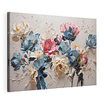 Canvas Schilderijen Pastelbloemen op canvas met structuur