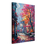 Canvas Schilderijen Gezellige straat met herfstkleuren