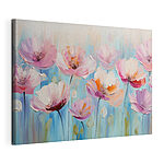 Canvas Schilderijen Levendige bloemen tegen een blauwe lucht