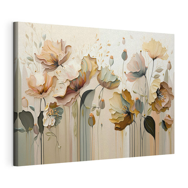 Canvas Schilderijen Delicate bloemblaadjes in zachte tinten