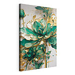 Canvas Schilderijen Smaragdgroene bloemen met elegante accenten