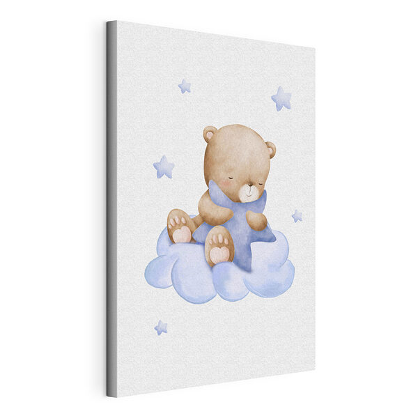 Teddybeer zittend op een wolk Canvas Schilderijen Teddybeer zittend op een wolk