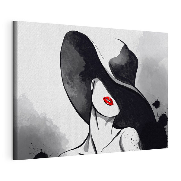 Vrouw met hoed Canvas Schilderijen Vrouw met hoed