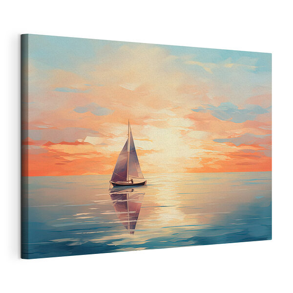 Reflectie van een boot in water Canvas Schilderijen Reflectie van een boot in water