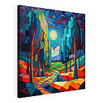 Canvas Schilderijen Kleurrijk landschap met bomen en een pad