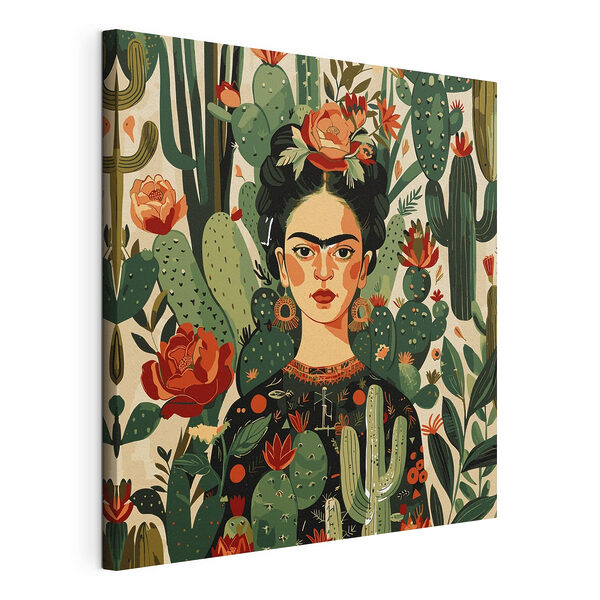 Bloemige vibes tussen stekelige cactussen Canvas Schilderijen Bloemige vibes tussen stekelige cactussen